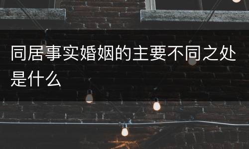 同居事实婚姻的主要不同之处是什么