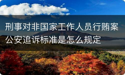刑事对非国家工作人员行贿案公安追诉标准是怎么规定