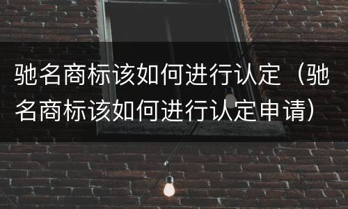 驰名商标该如何进行认定（驰名商标该如何进行认定申请）