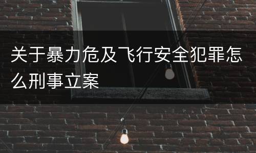 关于暴力危及飞行安全犯罪怎么刑事立案
