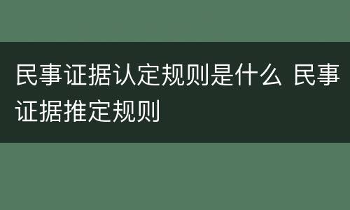 民事证据认定规则是什么 民事证据推定规则