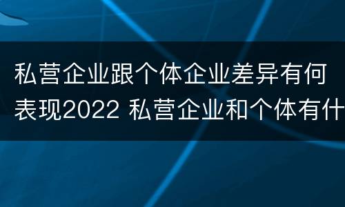 私营企业跟个体企业差异有何表现2022 私营企业和个体有什么区别
