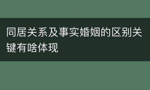 同居关系及事实婚姻的区别关键有啥体现