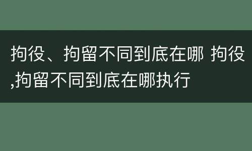 拘役、拘留不同到底在哪 拘役,拘留不同到底在哪执行