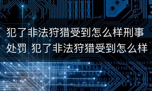犯了非法狩猎受到怎么样刑事处罚 犯了非法狩猎受到怎么样刑事处罚的案例