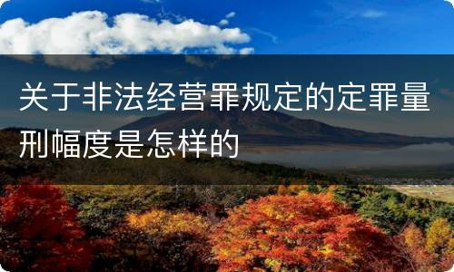 关于非法经营罪规定的定罪量刑幅度是怎样的