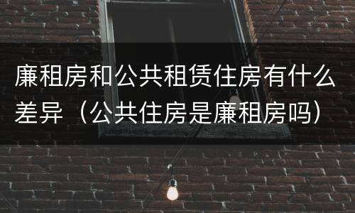 廉租房和公共租赁住房有什么差异（公共住房是廉租房吗）