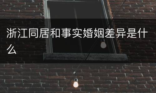 浙江同居和事实婚姻差异是什么