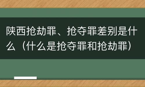 陕西抢劫罪、抢夺罪差别是什么（什么是抢夺罪和抢劫罪）