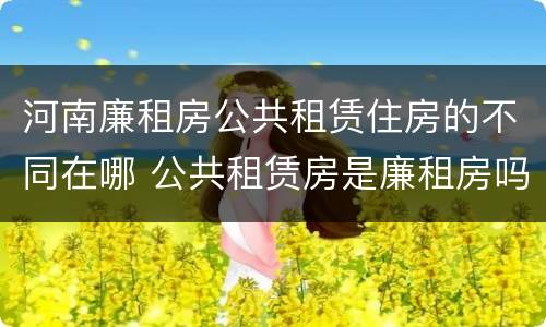 河南廉租房公共租赁住房的不同在哪 公共租赁房是廉租房吗