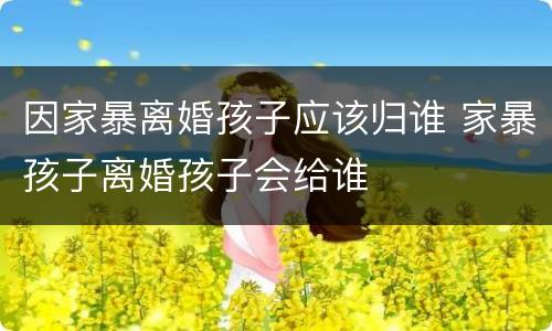 因家暴离婚孩子应该归谁 家暴孩子离婚孩子会给谁
