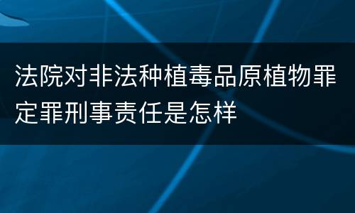 法院对非法种植毒品原植物罪定罪刑事责任是怎样
