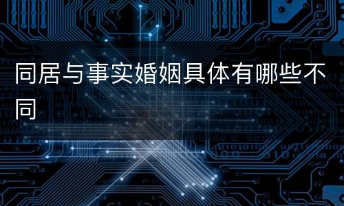 同居与事实婚姻具体有哪些不同
