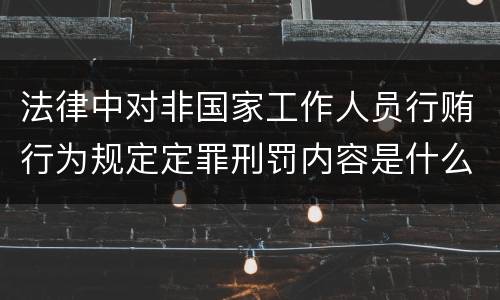法律中对非国家工作人员行贿行为规定定罪刑罚内容是什么