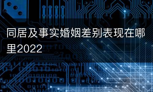 同居及事实婚姻差别表现在哪里2022
