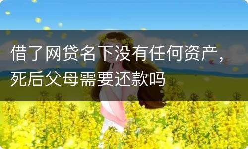 借了网贷名下没有任何资产，死后父母需要还款吗