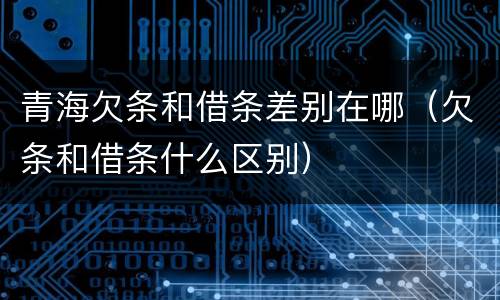 青海欠条和借条差别在哪（欠条和借条什么区别）