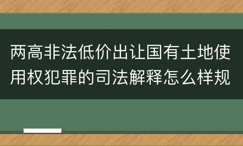 两高非法低价出让国有土地使用权犯罪的司法解释怎么样规定的