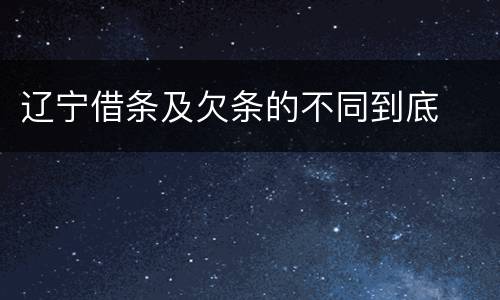 辽宁借条及欠条的不同到底