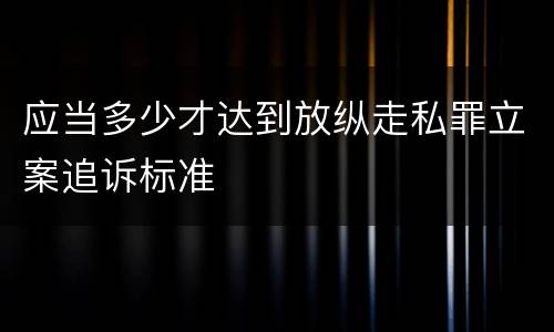应当多少才达到放纵走私罪立案追诉标准