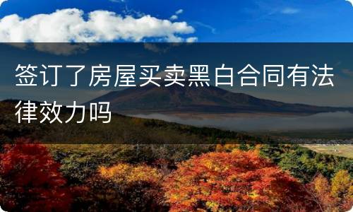 签订了房屋买卖黑白合同有法律效力吗