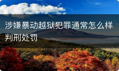 涉嫌暴动越狱犯罪通常怎么样判刑处罚