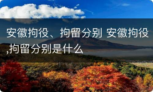 安徽拘役、拘留分别 安徽拘役,拘留分别是什么