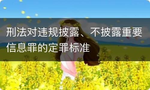刑法对违规披露、不披露重要信息罪的定罪标准