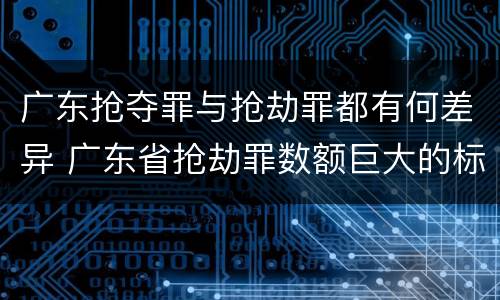 广东抢夺罪与抢劫罪都有何差异 广东省抢劫罪数额巨大的标准