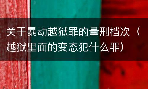 关于暴动越狱罪的量刑档次（越狱里面的变态犯什么罪）