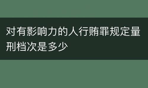 对有影响力的人行贿罪规定量刑档次是多少