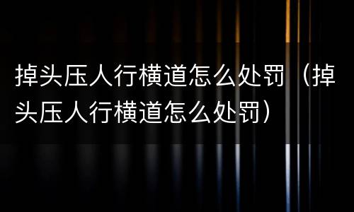 掉头压人行横道怎么处罚（掉头压人行横道怎么处罚）
