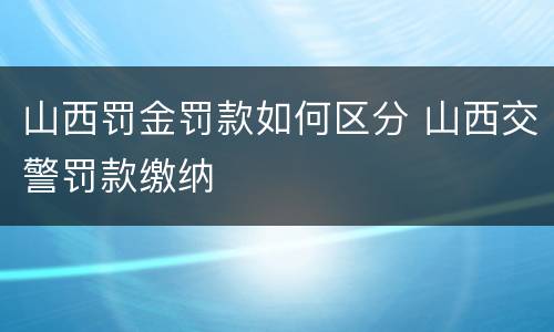 山西罚金罚款如何区分 山西交警罚款缴纳