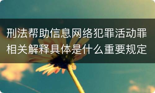 刑法帮助信息网络犯罪活动罪相关解释具体是什么重要规定