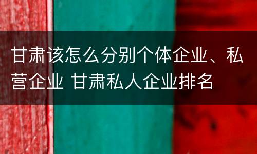 甘肃该怎么分别个体企业、私营企业 甘肃私人企业排名
