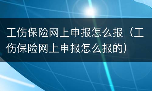 工伤保险网上申报怎么报（工伤保险网上申报怎么报的）