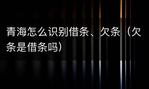 青海怎么识别借条、欠条（欠条是借条吗）