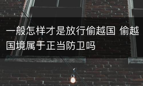 一般怎样才是放行偷越国 偷越国境属于正当防卫吗