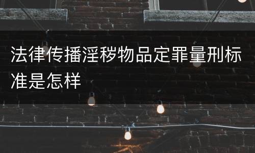 法律传播淫秽物品定罪量刑标准是怎样