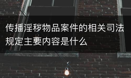 传播淫秽物品案件的相关司法规定主要内容是什么