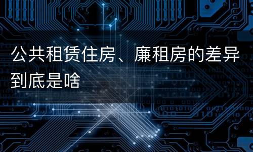 公共租赁住房、廉租房的差异到底是啥