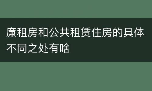 廉租房和公共租赁住房的具体不同之处有啥
