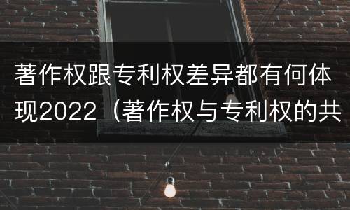 著作权跟专利权差异都有何体现2022（著作权与专利权的共性有）