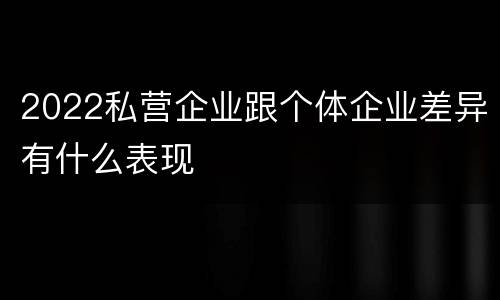 2022私营企业跟个体企业差异有什么表现