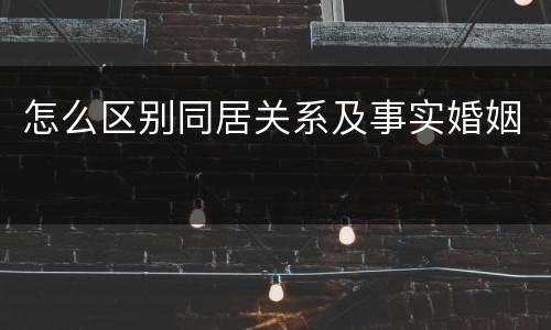 怎么区别同居关系及事实婚姻