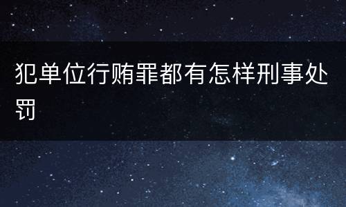 犯单位行贿罪都有怎样刑事处罚