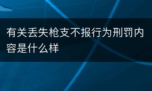 有关丢失枪支不报行为刑罚内容是什么样