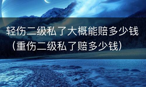 轻伤二级私了大概能赔多少钱（重伤二级私了赔多少钱）