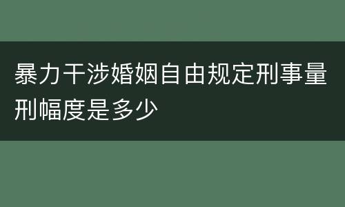 暴力干涉婚姻自由规定刑事量刑幅度是多少
