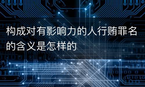 构成对有影响力的人行贿罪名的含义是怎样的
